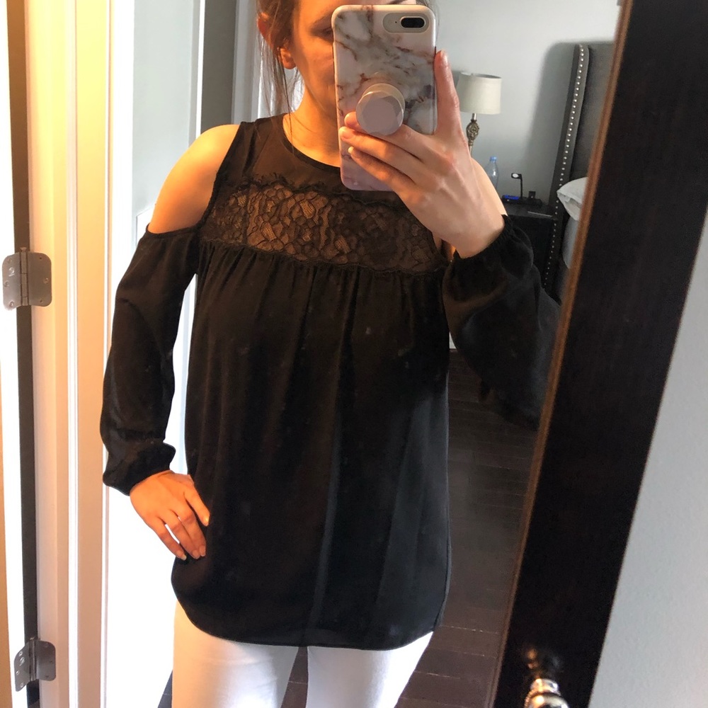 Michael Kors Black Cold Shoulder Top